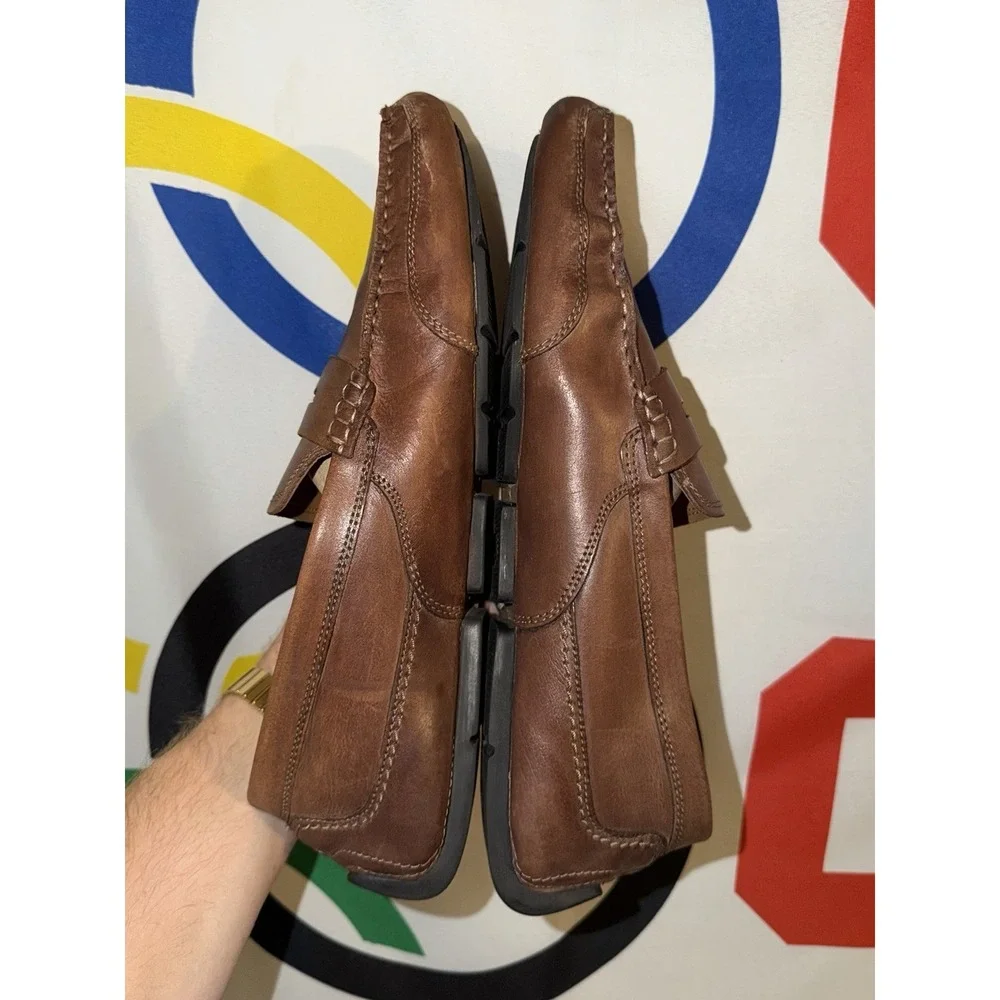 Clarks Loafers Mens 13 Brown Leather Slip On Dress Shoes Soft Cushion Ortholite